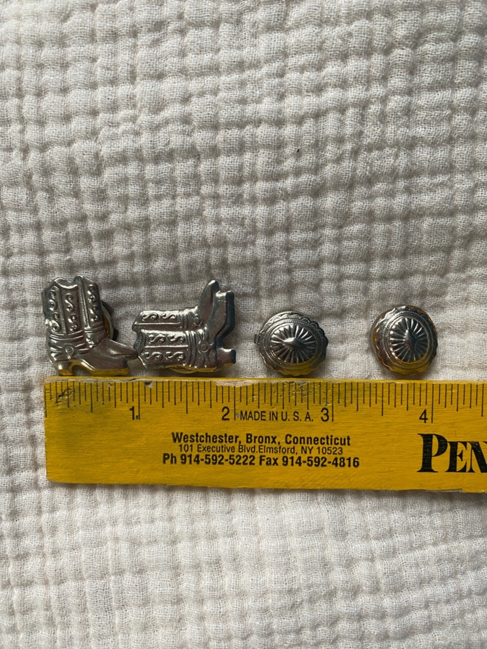 Silver Cowboy Boot and Concho Lapel Button Pins/Cover- Men Accessories - Picture 2 of 5